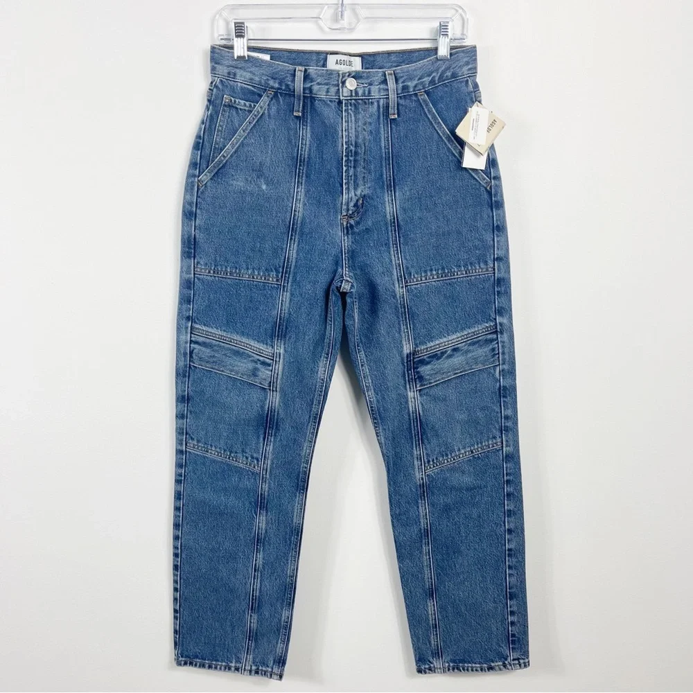 AGOLDE Cooper High Rise Relaxed Fit Cargo Denim Jeans Size 27 NWT Regulation - Picture 3 of 10